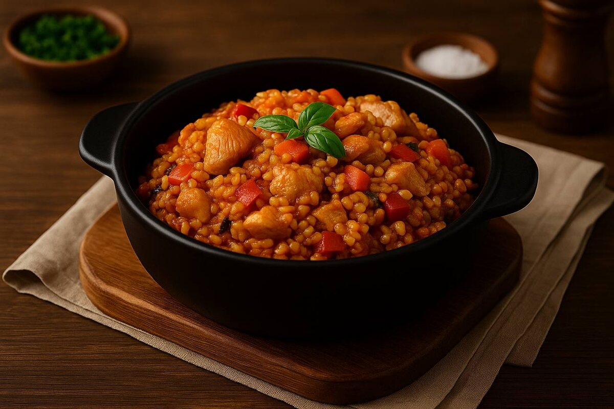 Плов без риса: как булгур, курица и овощи создают летний шедевр