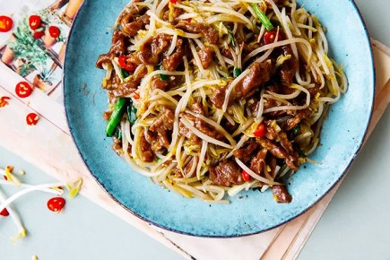 Жареные ростки бобов с мясом: Кулинарный уголок Китая за 10 минут