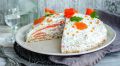 Праздничный блинный торт с лососем для любого случая