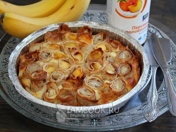 Вкусные конфеты: блинная запеканка с фруктами
